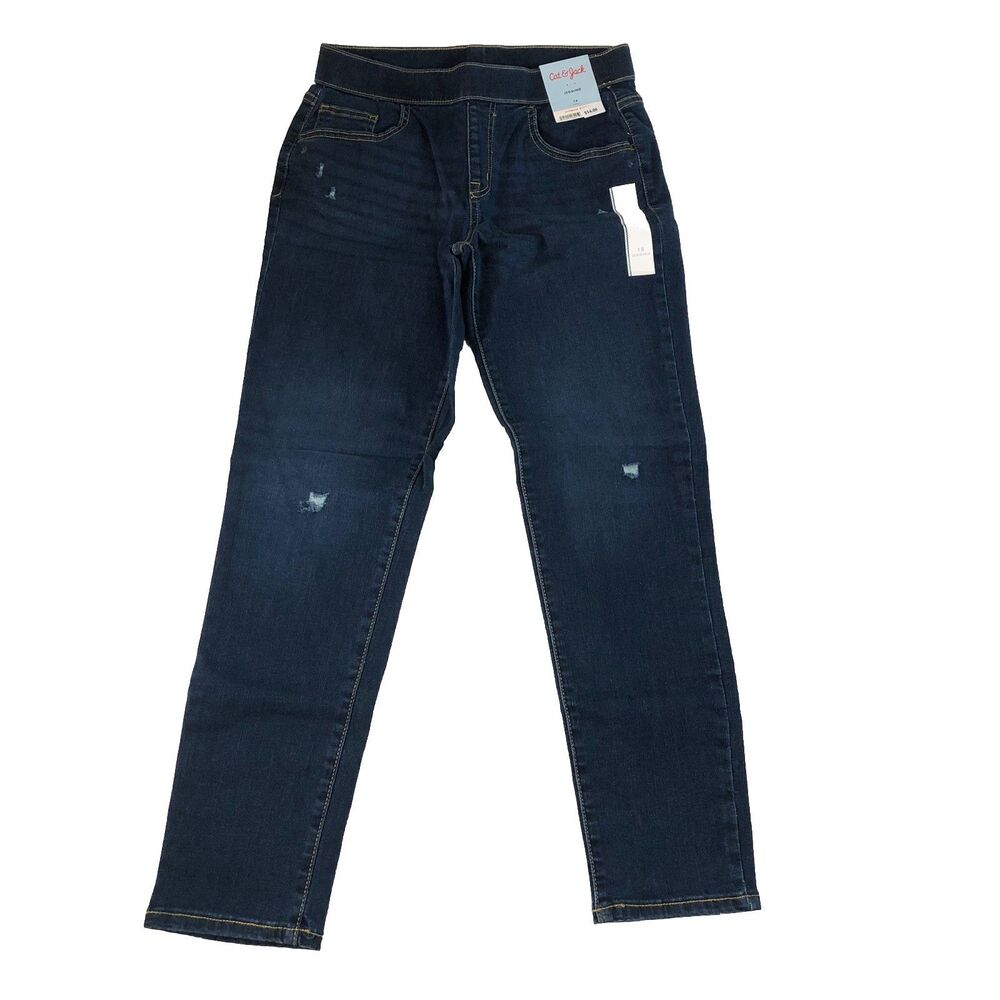 Cat & Jack Girls Jeggings Dark Vintage Blue Distressed Denim Jeans Size 18 NWT